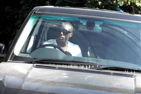 Sol Campbell arrives at the Pompey training ground in Eastleigh. PICTURE:STEVE REID