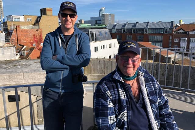 Veterans Timothy Kyte, a member of the Royal Electrical and Mechanical Engineers, and Lesley Perry, a former paratrooper, were at the Round Tower to watch HMS Queen Elizabeth return to her home city.