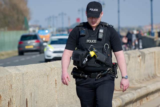 A police officer carrying out a patrol in Southsea during the coronavirus pandemic.

Picture: Habibur Rahman