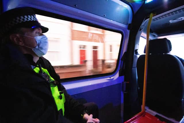 Police officer on route to the operation in Southsea
Picture: Habibur Rahman