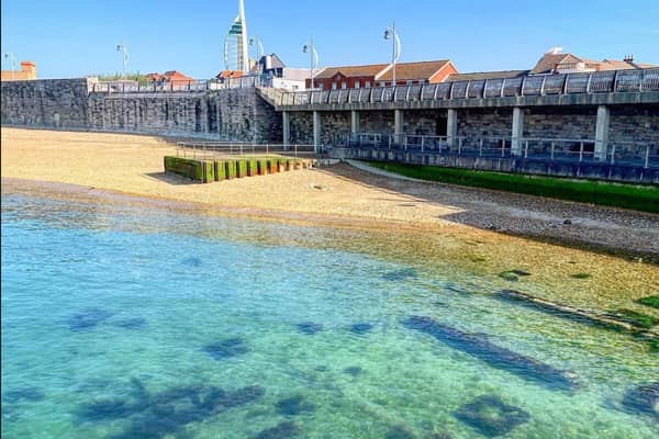 The sea at the Hot Walls looked almost tropical as the sun shone down on it, on April 24.