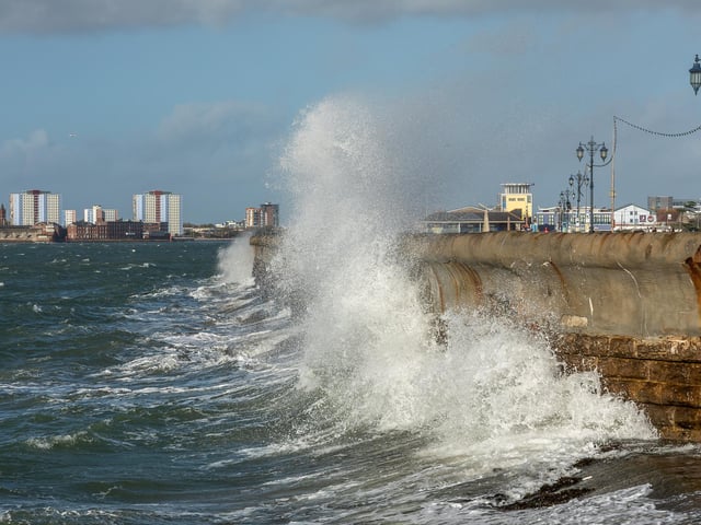 Very strong winds on the seafront contributed to the decision to cancel the race. Picture: Mike Cooter (311021)