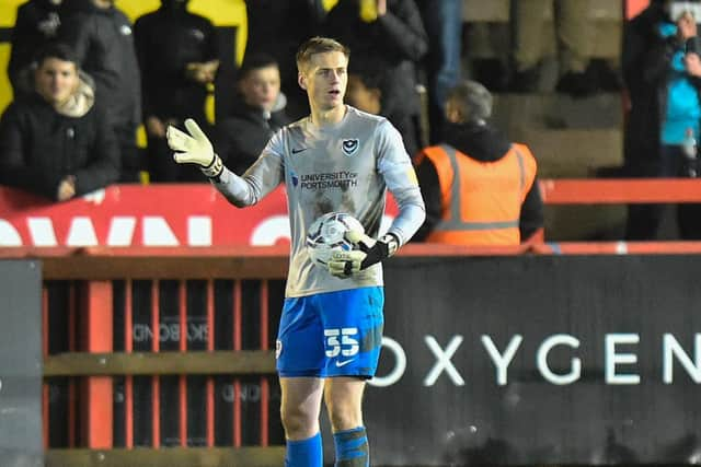 Alex Bass in action against Exeter in the Papa John's Trophy earlier this month. Picture: Graham Hunt/ProSportsImages