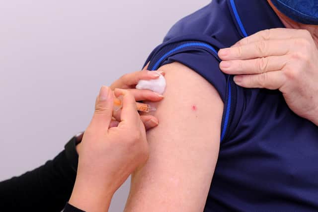 A person is vaccinated at the Greywell Pharmacy vaccination centre in Leigh Park.

Picture: Sarah Standing (040221-2240)