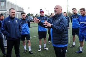 Glenn Turnbull (foreground) is on the search for a new coach after the departure of assistant manager Fraser Quirke, left.
Picture: Chris Moorhouse