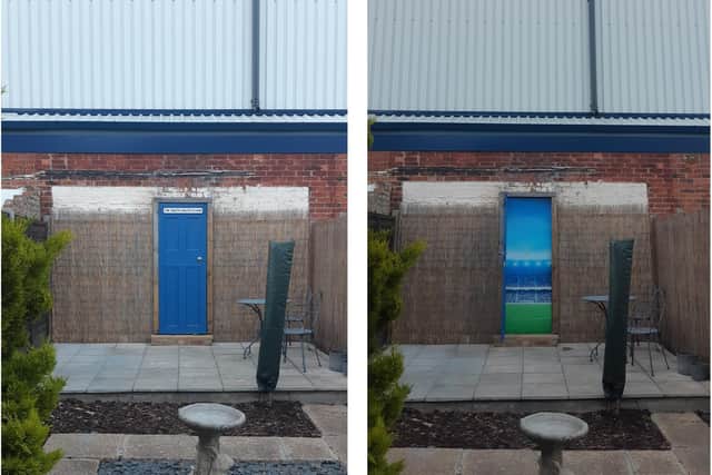 Steven Bantock, of Carisbrooke Road, has created his own 'secret entrance' to Fratton Park at the bottom of his garden called The South South Stand