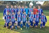 Crofton Saints celebrate beating Colden Common on penalties to reach the Hampshire FA Trophy final