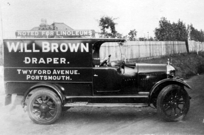 William Brown's delivery van. They were based in Twyford Avenue. Draper must have meant much more in those days with linoleum on sale as well.