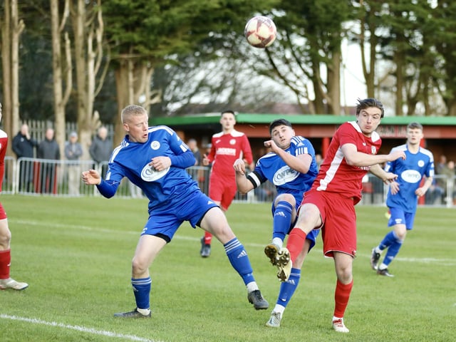 Horndean (red) v Portland. Picture by Martin Denyer