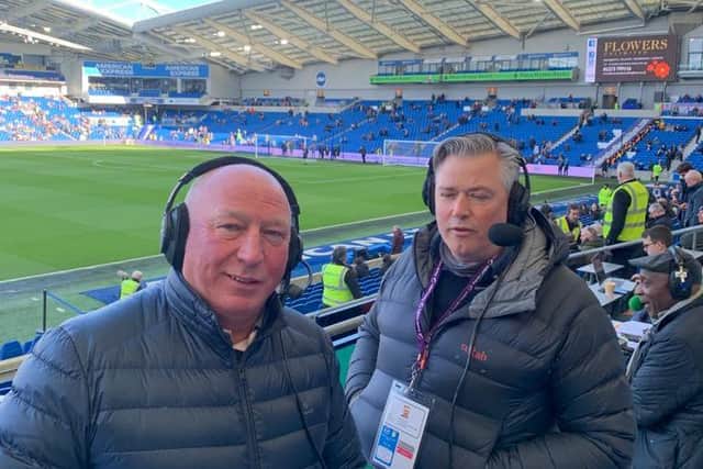 Warren Aspinall (left) has spent the last nine years working for BBC Radio Sussex co-commentating on Brighton with Johnny Cantor