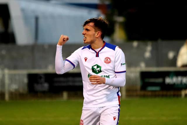 Defender Harry Kavanagh looks delighted after Gosport's draw at Metropolitan Police Picture: Tom Phillips