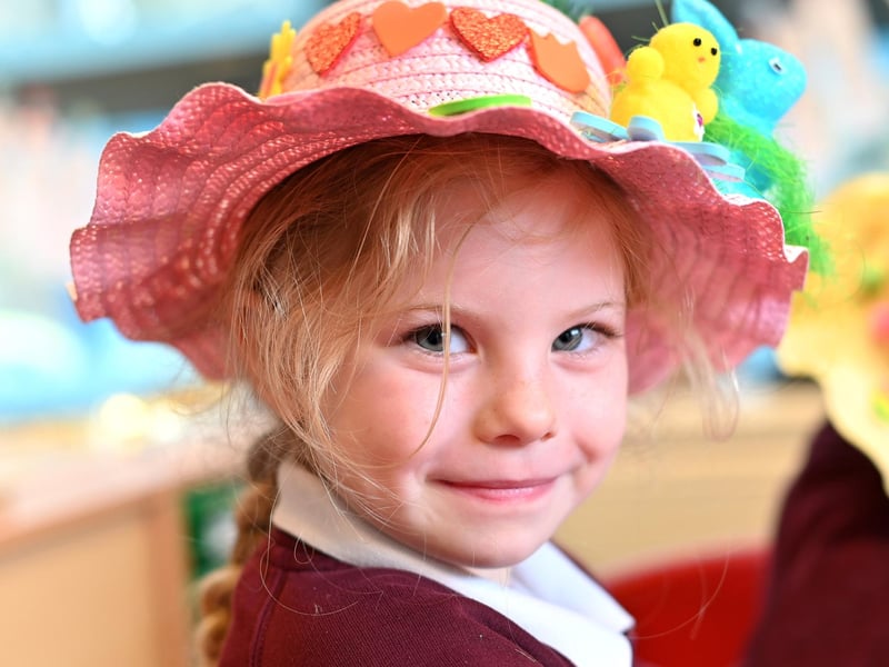 Pupils with their colourful creations