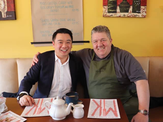 Alan Mak MP with Mike Berry, owner of Mike's Kitchen on Hayling Island