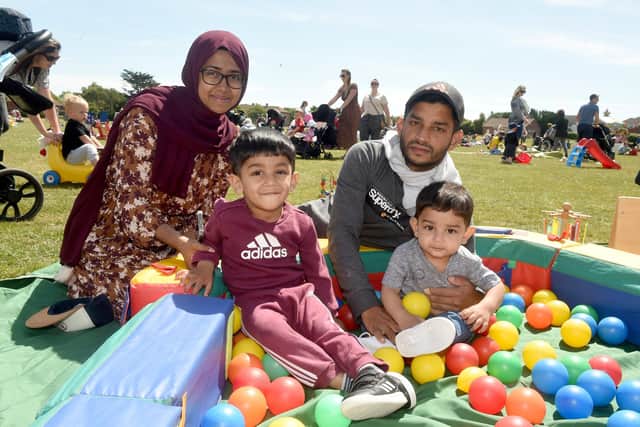 Hafsa Mansoor and Rafi Abdeen from Hilsea, with their children (left) Aabid Rafi (2) and Ayman Rafi (1).
Picture: Sarah Standing (280622-942)
