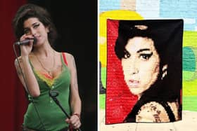A quilt depicting the late singer/songwriter Amy Winehouse is on display outside a craft shop in Fareham. Picture: Matt Cardy/Getty Images/Contributed