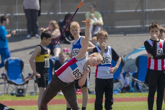 Riley Hooker launches the javelin. Picture by Paul Smith