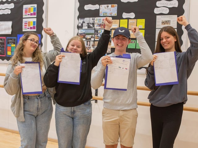 Students celebrate their results at Mayfield School, PortsmouthPicture: Habibur Rahman