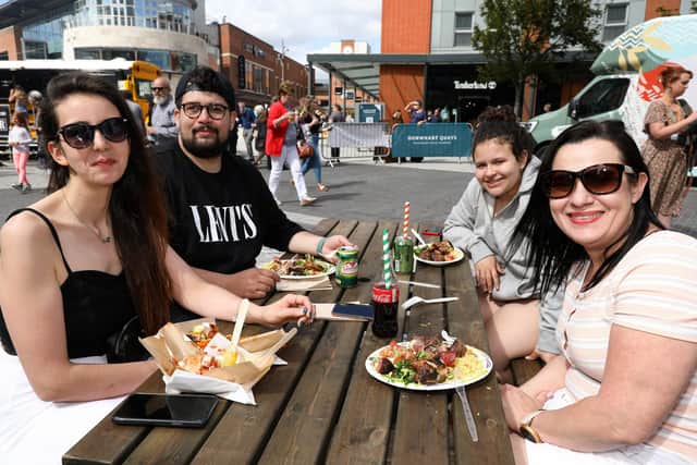 From left, Sabrina Sayar, Mateus Sayar, Maria Clara Sayar and Beatriz Carlho. British Street Food Awards, Gunwharf Quays, in 2021
Picture: Chris Moorhouse  (jpns 280821-03)