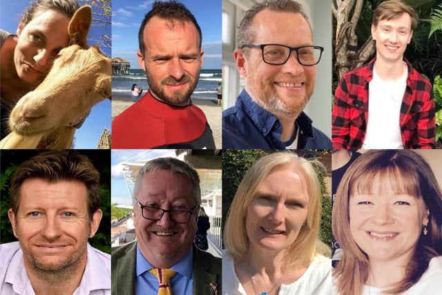 Members of the Bosham community who helped set up BISCuit. Top l-r: Christina Procter, Derek Garner, Jezz Webb, Lloyd Morgan. Bottom l-r: Marcus Waring, Neil Holley-Williams, Sarah Morgan, Sue Webb