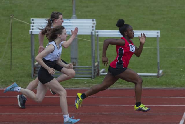Fola Odofin broker her own City of Portsmouth AC 100m record at the English Schools Athletics Championships. Picture: Paul Smith