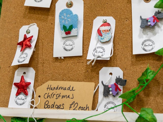 Handmade gifts by Hugo Prior of Coco Coast on sale at the Fratton Christmas Fair. Picture: Mike Cooter (091223)