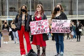 The Reclaim These Streets protest in Guildhall Square, Portsmouth, on March 27, 2021. Picture: Jon Neil Photography