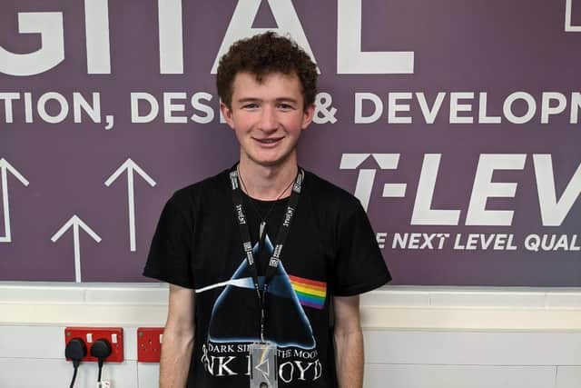 Joe Harper, aged 18, who is completing his Digital Design, Production and Development T Level.