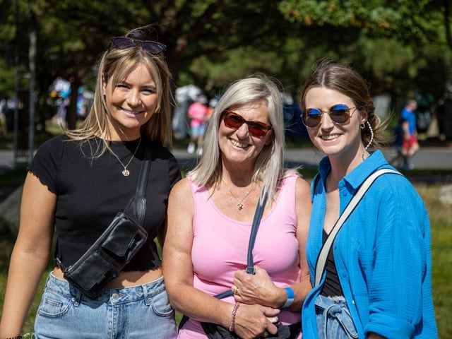 Victorious Festival gets under way this Friday as revellers begin to enter the site.Pictured - Jodie Taylor, Helen Heggarty and Abbie Heggarty from GosportPhotos by Alex Shute