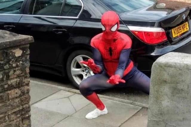 Milton-based Aled Price has been dressing up as Spiderman to cheer up children in lockdown this week.
