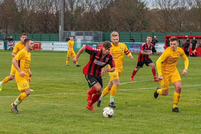 Josh Benfield struck twice in the thrilling draw with Baffins Milton Rovers. Picture: Vernon Nash (301119-024)