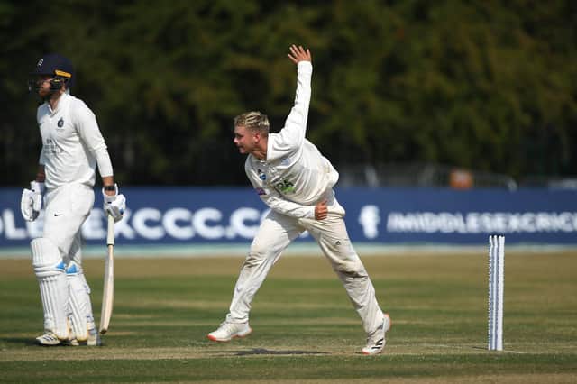Felix Organ hit 39 and took 2-13 as St Cross defeated Burridge in the top flight of the Southern Premier League. Photo by Alex Davidson/Getty Images.