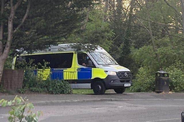 Police pictured in Rowner in April after a woman was abducted and attacked. Officers have no filed the investigation after not being able to identify a suspect.