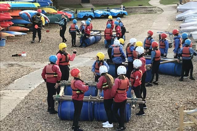 Raft building during the October half term residential