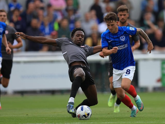 Goalscorer Adrian Segecic on the attack against Woking. Picture: Simon Roe/ProSportsImages