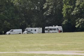 Travellers on the recreation ground at Fareham Leisure Centre, Fareham, on Friday, June 23.Picture: Sarah Standing (230623-5571)