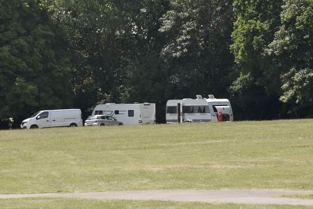 Travellers on the recreation ground at Fareham Leisure Centre, Fareham, on Friday, June 23.

Picture: Sarah Standing (230623-5571)