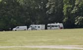 Travellers on the recreation ground at Fareham Leisure Centre, Fareham, on Friday, June 23.Picture: Sarah Standing (230623-5571)