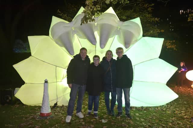 Pictured is: (l-r) Lee Hunt with his wife and sons Thomas (12), Emma and Max (14) from Portsmouth, in Victoria Park.
Picture: Sarah Standing (171122-6663)