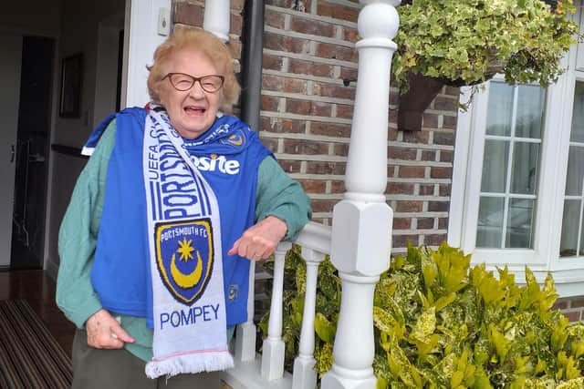 Lorna Kerry, 92, took to her front door step in Cosham to join in with the event. Picture: Lorraine Hughes