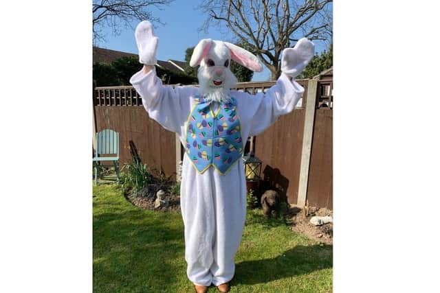 This Easter bunny is set to visit 20 Hayling Island children who enter a drawing competition set up by Wendy Ball