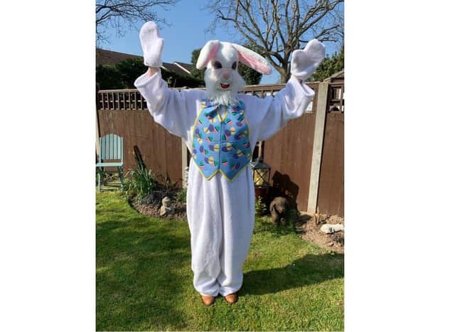 This Easter bunny is set to visit 20 Hayling Island children who enter a drawing competition set up by Wendy Ball