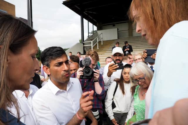 Rishi Sunak meeting Tory members at Fontwell Park racecourse as part of his campaign to be leader of the Conservative Party and the next prime minister. Press Association Picture.
