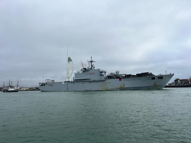 The IS San Giorgio leaving Portsmouth on February 17, 2024. Picture: Joan West