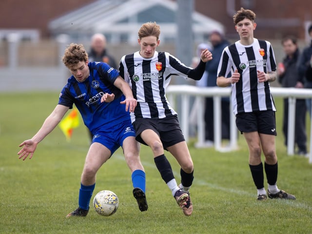 Hayling United (black/white) v Clanfield. Picture by Alex Shute