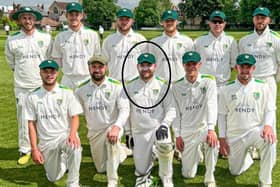 Elliot Smith (circled) blitzed 226 for Sarisbury 2nds against Ellingham, just four short of equalling the club record for highest innings.