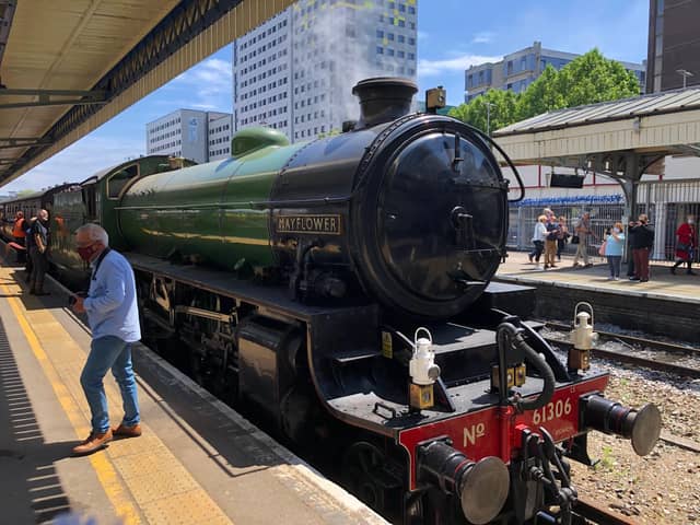 The Steam Dreams Rail Co circular trip around Hampshire saw the 61306 Mayflower and a U Class steam locomotive 31806 arrive into Portsmouth & Southsea station this afternoon. Picture: Richard Lemmer