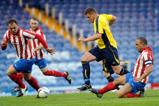 Jake Slater in action for Moneyfields in the 2014 Portsmouth Senior Cup final loss to Baffins Milton Rovers at Fratton Park. Picture: Ian Hargreaves