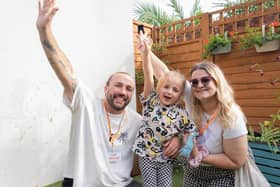 Fox Baines Family fun day in Southsea. Pictured is a Jordan Baines, Fox Baines and Jessica Baines. Pictured by Alec Chapman