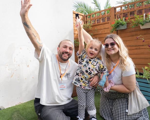 Fox Baines Family fun day in Southsea. Pictured is a Jordan Baines, Fox Baines and Jessica Baines. Pictured by Alec Chapman