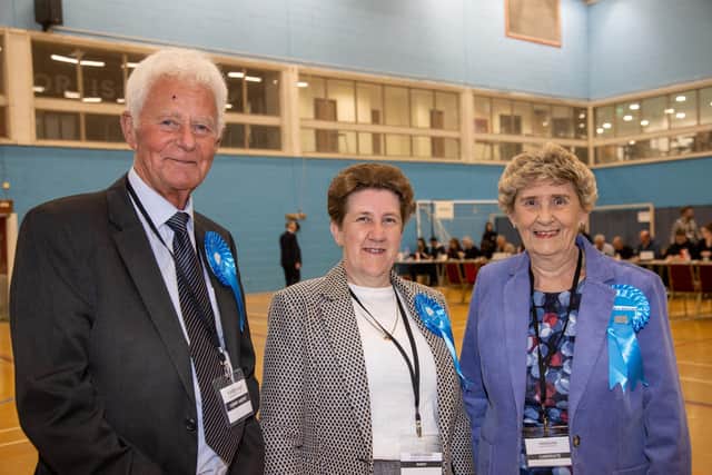 Pictured is: Cllr Peter Latham (l), Cllr Louise Clubley (c) and Cllr Pamela Bryant (r), representing the Conservative Party for Fareham North. Picture: Alex Shute